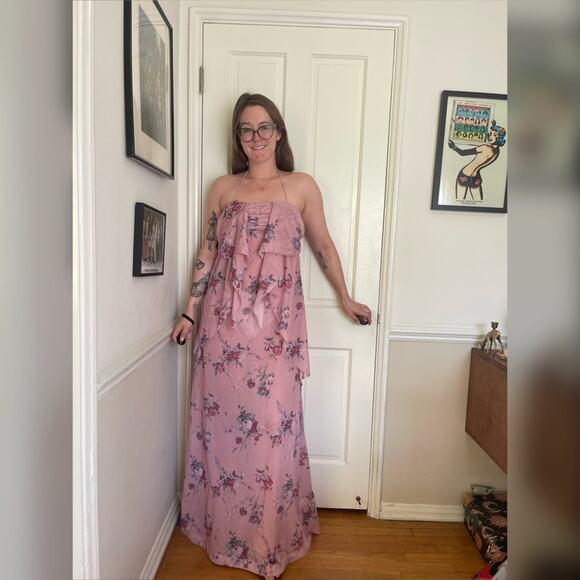 70s Vintage Pink Floral Halter - Picture 1 of 7